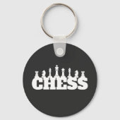 Schaakwoord witte stukken strategie spel elegant sleutelhanger (Voorkant)