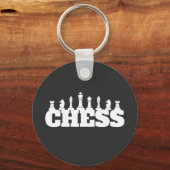 Schaakwoord witte stukken strategie spel elegant sleutelhanger (Voorkant)