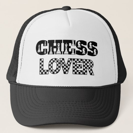 Schaakwoord Zwarte letters Lover Board Pattern Trucker Pet (Voorkant)