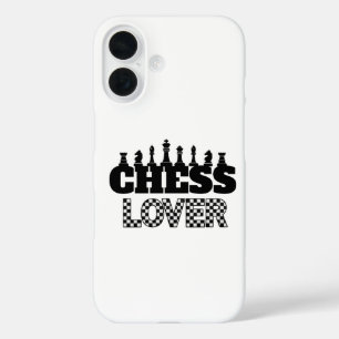 Schaakwoord Zwarte stukken Lover Board Pattern Des iPhone 16 Hoesje