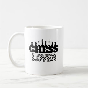 Schaakwoord Zwarte stukken Lover Board Pattern Des Koffiemok