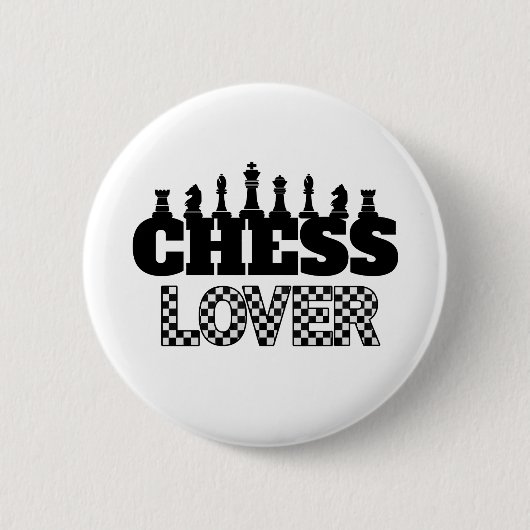 Schaakwoord Zwarte stukken Lover Board Pattern Des Ronde Button 5,7 Cm (Voorkant)