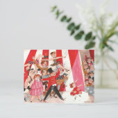 Schaakzaam circus roze roze zwart preforming meisj briefkaart (Staand voorkant)