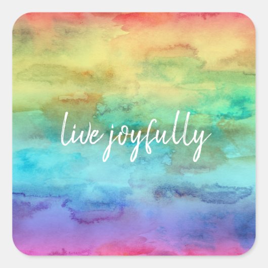 Schaakzame Waterverf van regenboog Vierkante Sticker (Voorkant)