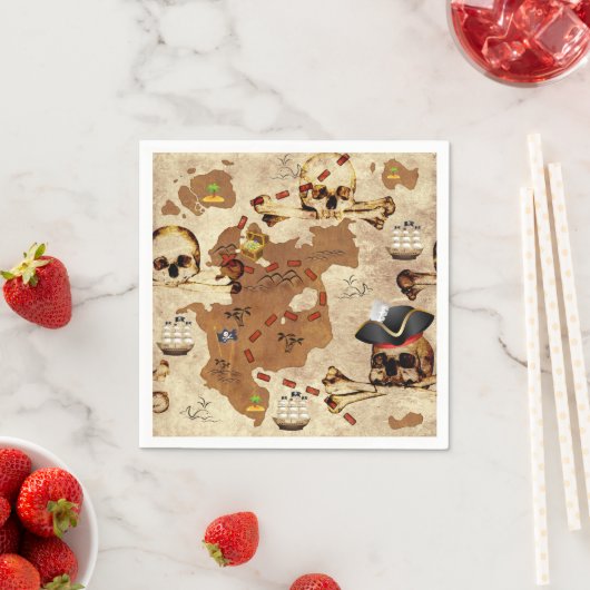 Schaal- en beenderen Pirate Treasure Map Servet (Insitu)