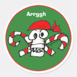 Schaal- en kruisgraten Pirate Green Envelope Seal Ronde Sticker