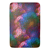 Schaal met blauwe chroomschalen op zalm badmat (Voorkant Verticaal)