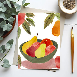 Schaal met fruit   Waterverf citrus Briefkaart