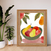 Schaal met Fruit | Waterverf Citrus Poster