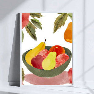 Schaal met Fruit Waterverf Citrus Poster