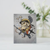 Schaal met helm, vliegtuigen en bommen briefkaart (Staand voorkant)