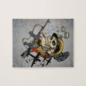 Schaal met helm, vliegtuigen en bommen legpuzzel (Horizontaal)