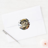 Schaal met helm, vliegtuigen en bommen ronde sticker (Envelop)