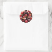 schaal met kersen ronde sticker (Tas)