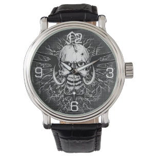 Schaal met Roos, hoorns, kruis, vleugelillustratie Horloge