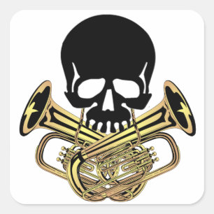 Schaal met Tuba Crossbones Vierkante Sticker