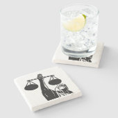 Schaal rechtssymbool stenen onderzetter (Zijkant)