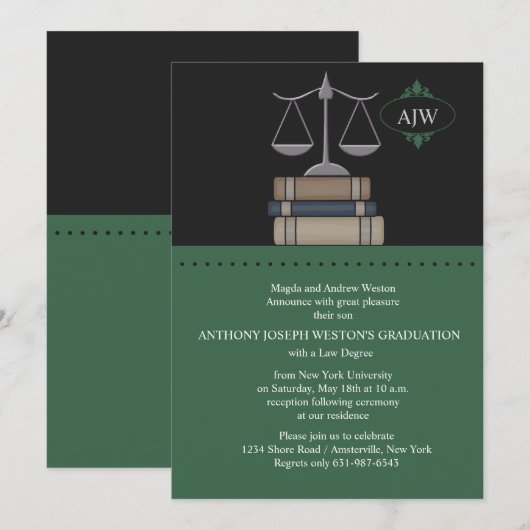 Schaal van de Groene Recht, de Uitnodiging van de  (Voorkant / Achterkant)