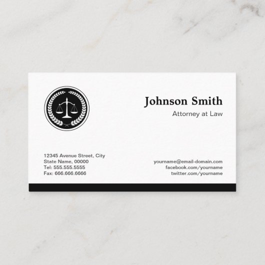 Schaal van de procureur van de advocaat - Simple E Visitekaartje (Achterkant)