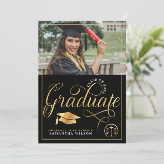 Schaal van het Afstuderen van de justitiële school Aankondiging (Staand voorkant)