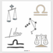 Schaal van justitie astrologie zodiaal zwart goud sticker (Vel)