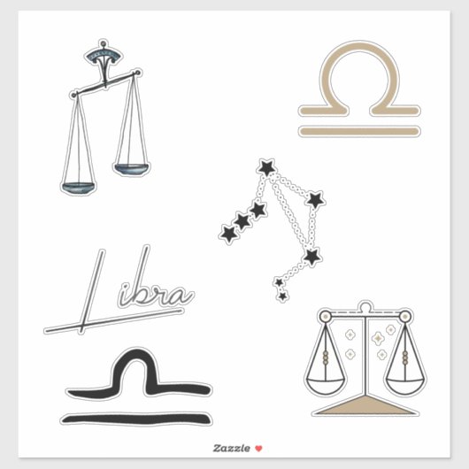 Schaal van justitie astrologie zodiaal zwart goud sticker (Vel)