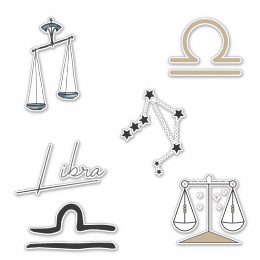 Schaal van justitie astrologie zodiaal zwart goud sticker (Voorkant)