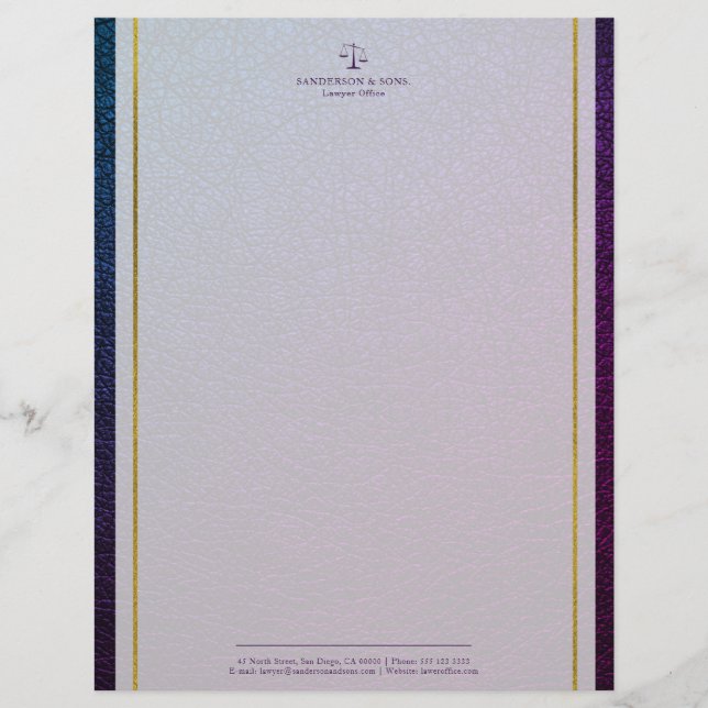 Schaal van justitie faux leer gouden strepen advoc briefhoofd (Voorkant)