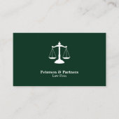 Schaal van Justitie Wit Icoon op Donkergroen Visitekaartje (Voorkant)