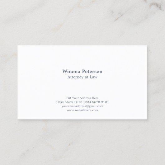 Schaal van Justitie Wit Icoon op Slate Grey Visitekaartje (Achterkant)