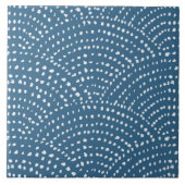 Schaal voor inktstippen - wit op blauwe grijze D Tegeltje (Voorkant)