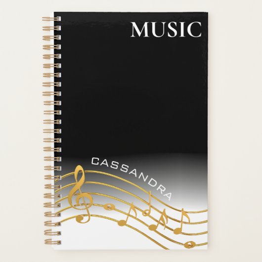 Schaal voor muzieknotities in zwart en goud planner (Voorkant)