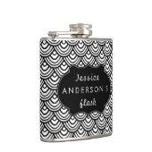 Schaalbaar Scallop Patroon Aangepast zwart-wit Heupfles (Rechts)