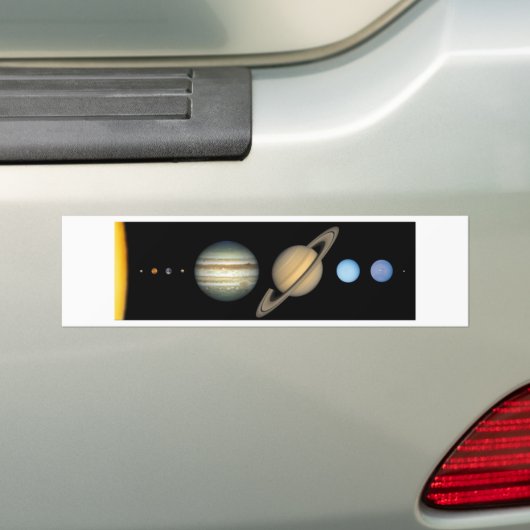 Schaalbaar zonnestelsel - Solar System scale Bumpersticker (Op auto)