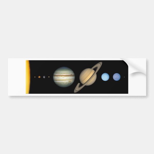 Schaalbaar zonnestelsel - Solar System scale Bumpersticker (Voorkant)