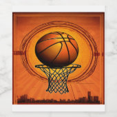 Schaalbare hoepels – Basketbal Vector Graphics Wijn Etiket (Enkel label)