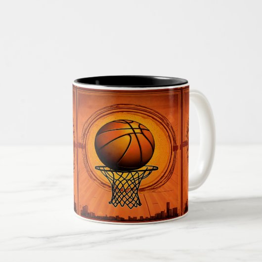 Schaalbare Hoops – Basketbal Vectorafbeeldingen Tweekleurige Koffiemok (Voorkant rechts)