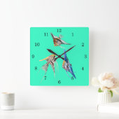 Schaalbare vissen - Kies / voeg uw kleuren toe Vierkante Klok (Huis)