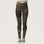 Schaalbare zwarte en gouden glitterdragoschalen leggings (Voorkant)