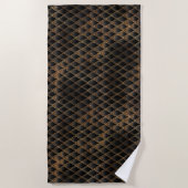 Schaalbare zwarte en gouden glitterdragoschalen strandlaken (Voorkant)