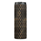 Schaalbare zwarte en gouden glitterdragoschalen thermosbeker (Achterkant)