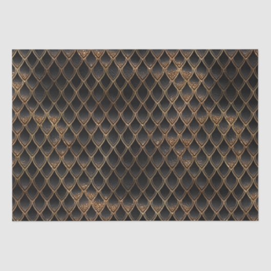 Schaalbare zwarte en gouden glitterdragoschalen tissuepapier (Voorkant)