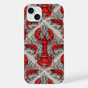 Schaaldier in rood, zwart en ivoor iPhone 15 plus case