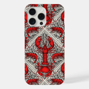 Schaaldier in rood, zwart en ivoor iPhone 15 pro max case
