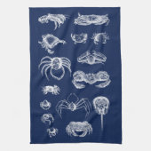 Schaaldier Vintage Krab Zeevaart Theedoek (Verticaal)