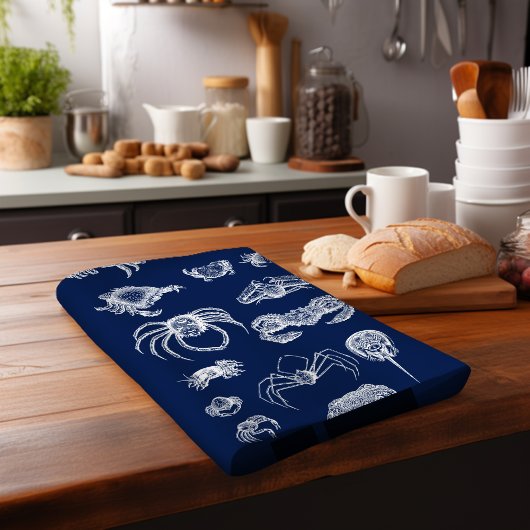 Schaaldier Vintage Krab Zeevaart Theedoek