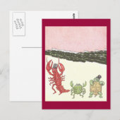 Schaaldieren dansen en stralen op strand briefkaart (Voorkant / Achterkant)