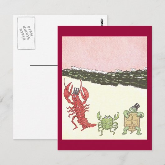 Schaaldieren dansen en stralen op strand briefkaart (Voorkant / Achterkant)