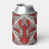 Schaaldieren in rood, zwart en ivoor blikjeskoeler (Blikje Voorkant)