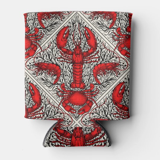 Schaaldieren in rood, zwart en ivoor blikjeskoeler (Voorkant)